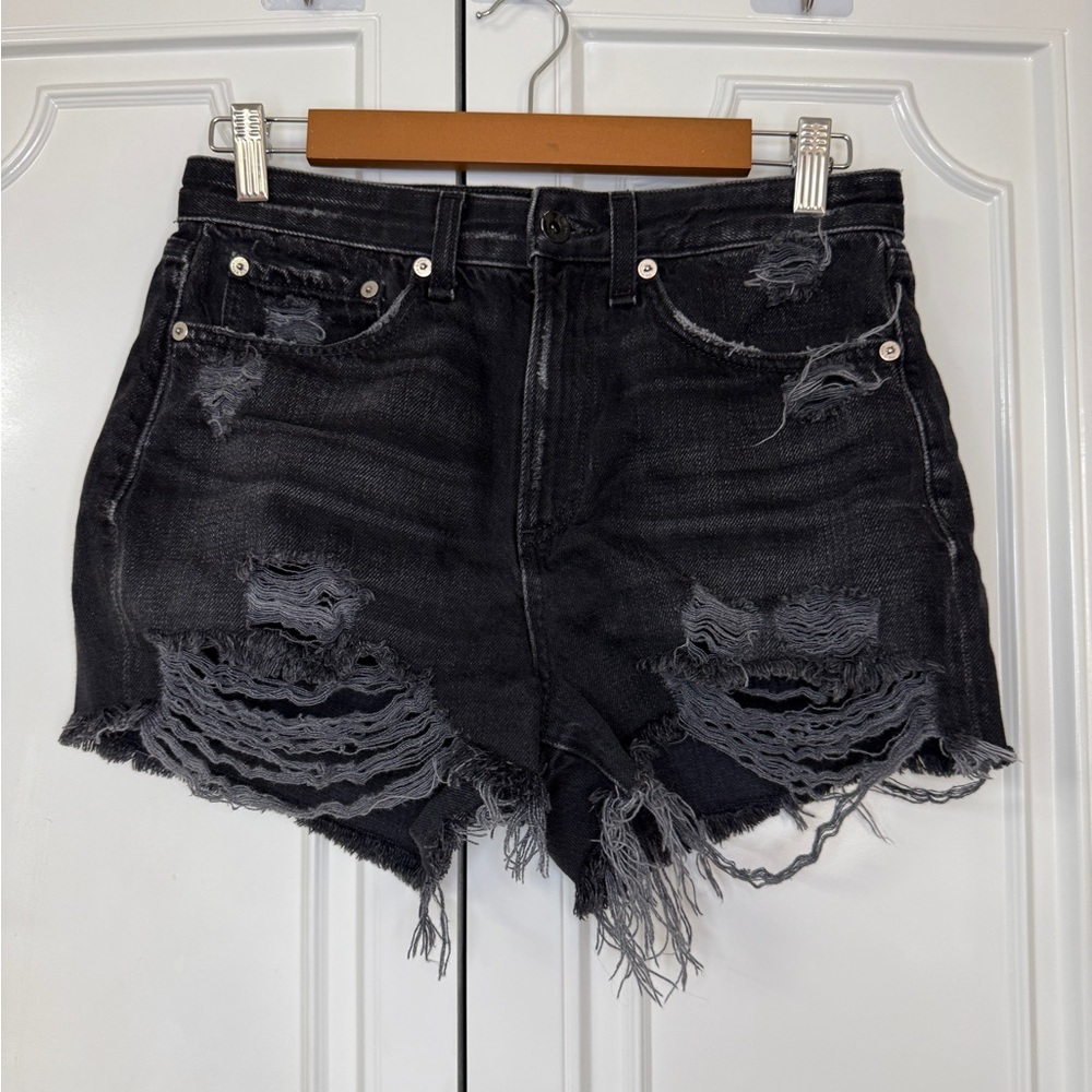 Rag & Bone Distressed Black Denim Womens Shorts